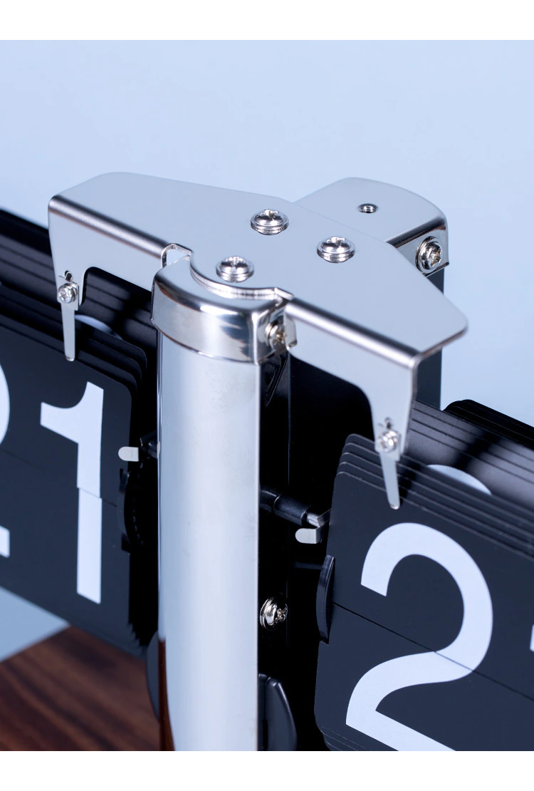 Классические перекидные часы Flip-Clock на деревянной подставке, 14х20х9, Chrome