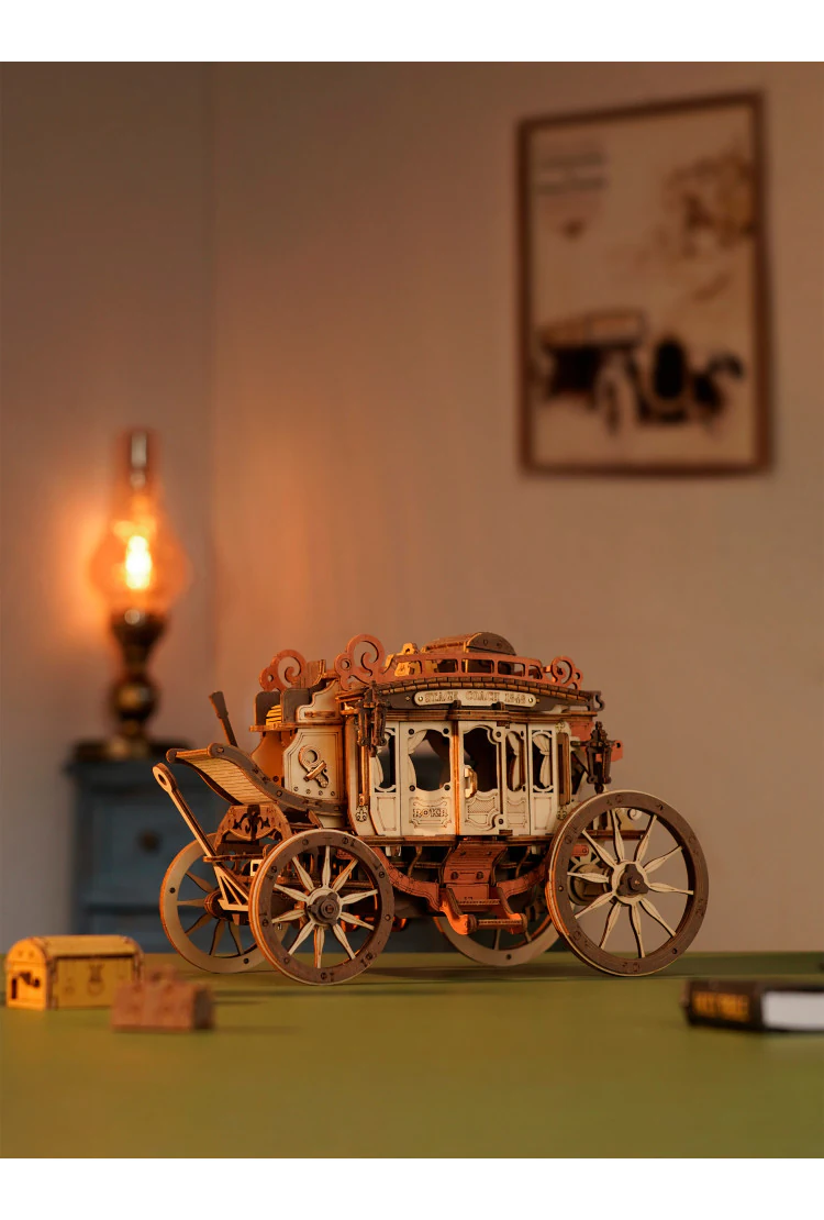 Конструктор музыкальная шкатулка Карета Дилижанс Robotime Stagecoach