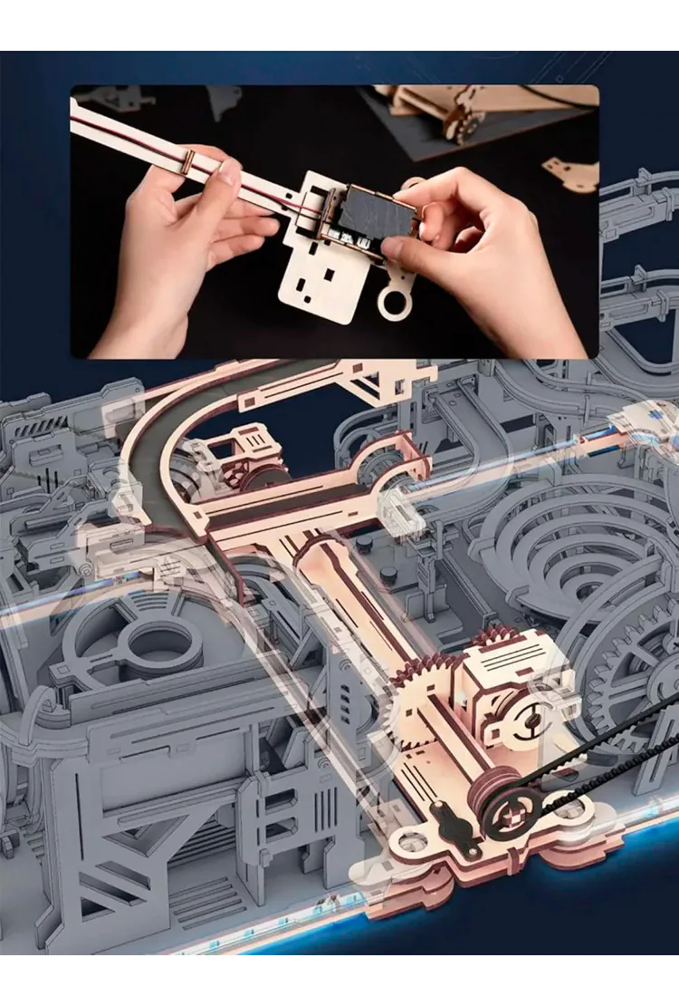 Соединитель для конструкторов с шариками Spaceport & Night city Robotime Marble Run Link Pack