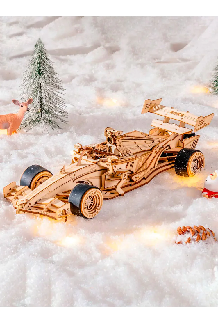 Деревянный механический конструктор Гоночный Автомобиль Robotime Racing Car