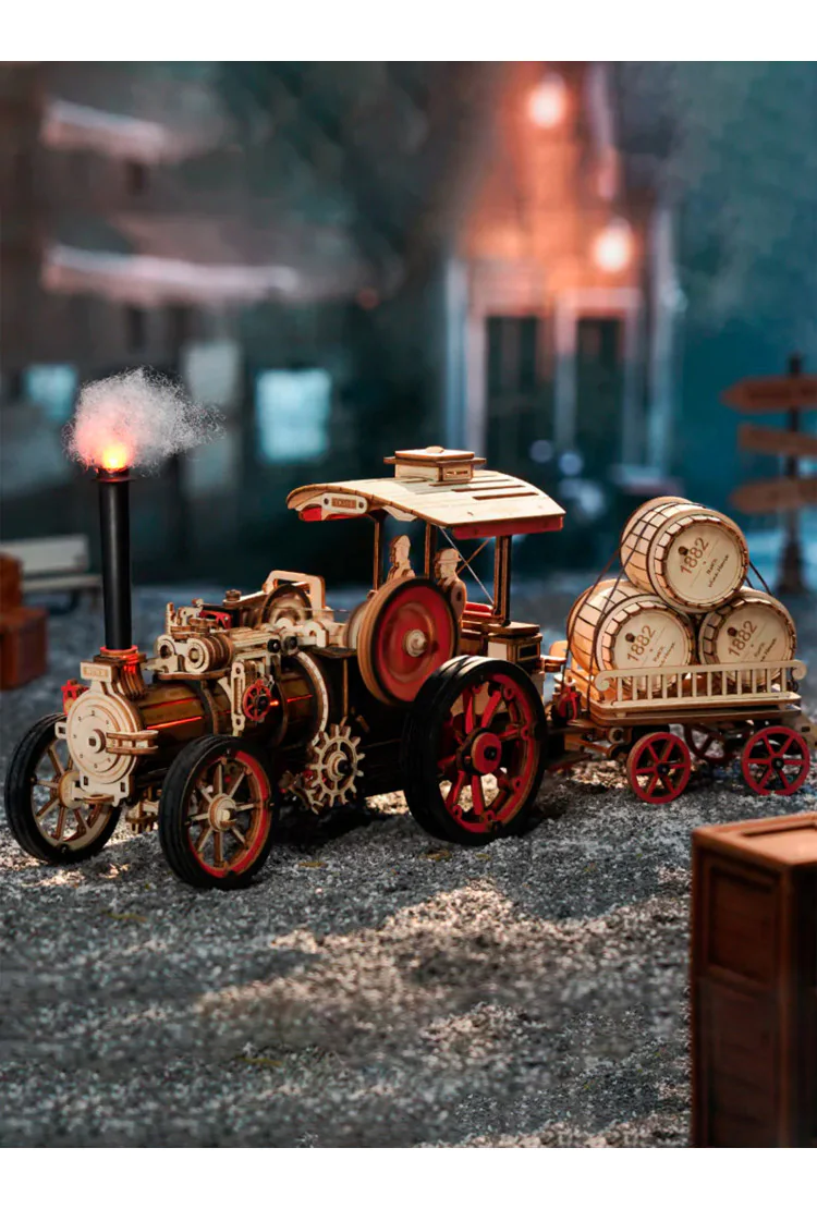 Деревянный механический конструктор Паровой Двигатель Robotime Steam Engine