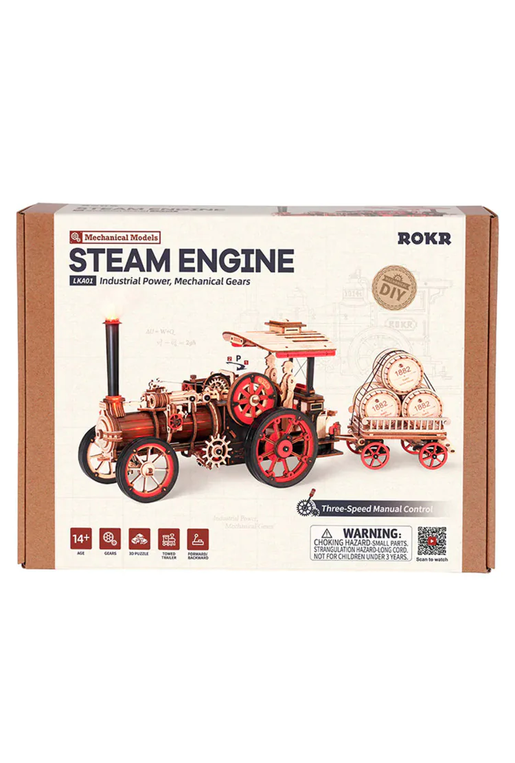 Деревянный механический конструктор Паровой Двигатель Robotime Steam Engine