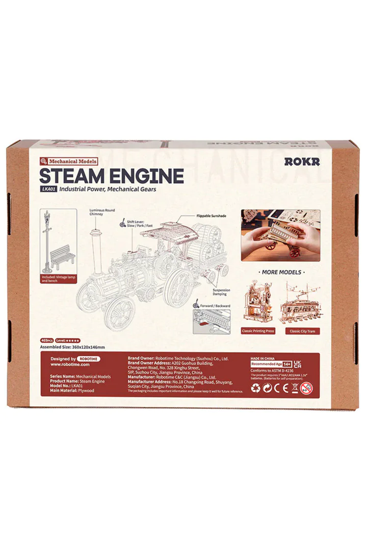 Деревянный механический конструктор Паровой Двигатель Robotime Steam Engine