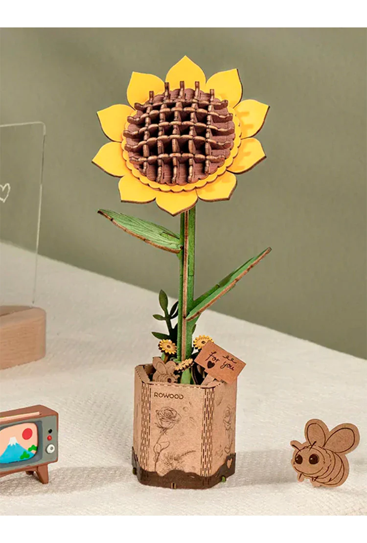 Деревянный конструктор Подсолнух Robotime Sunflower