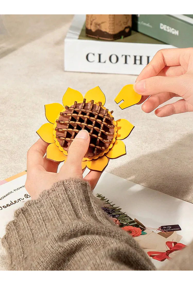 Деревянный конструктор Подсолнух Robotime Sunflower