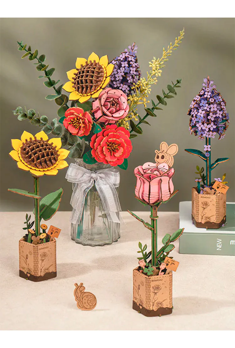Деревянный конструктор Подсолнух Robotime Sunflower
