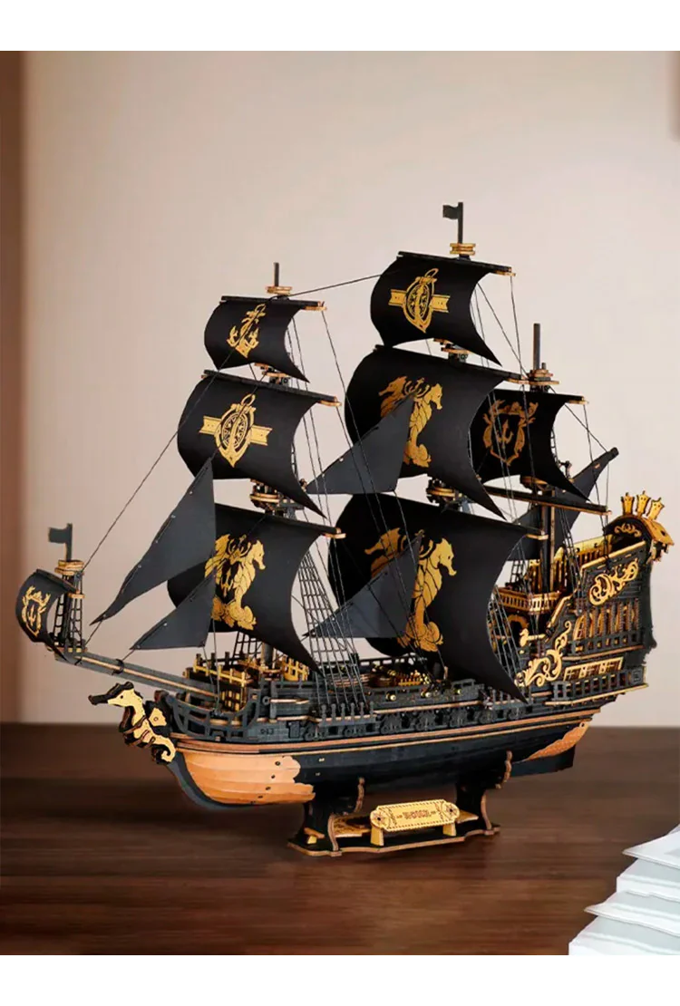 Деревянный конструктор Барк Морской конёк Robotime The Seahorse Barque 3D