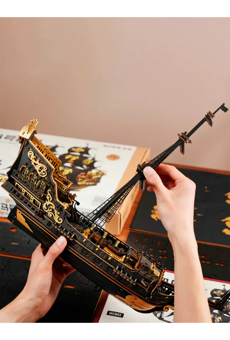 Деревянный конструктор Барк Морской конёк Robotime The Seahorse Barque 3D