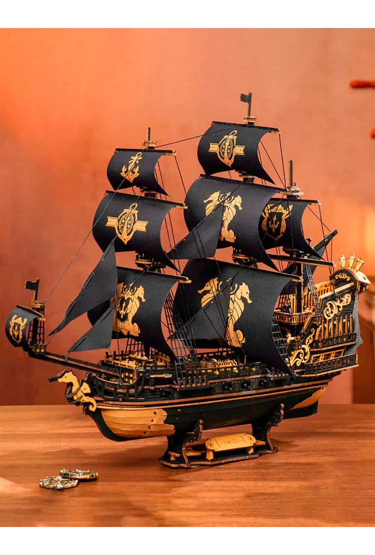 Деревянный конструктор Барк Морской конёк Robotime The Seahorse Barque 3D