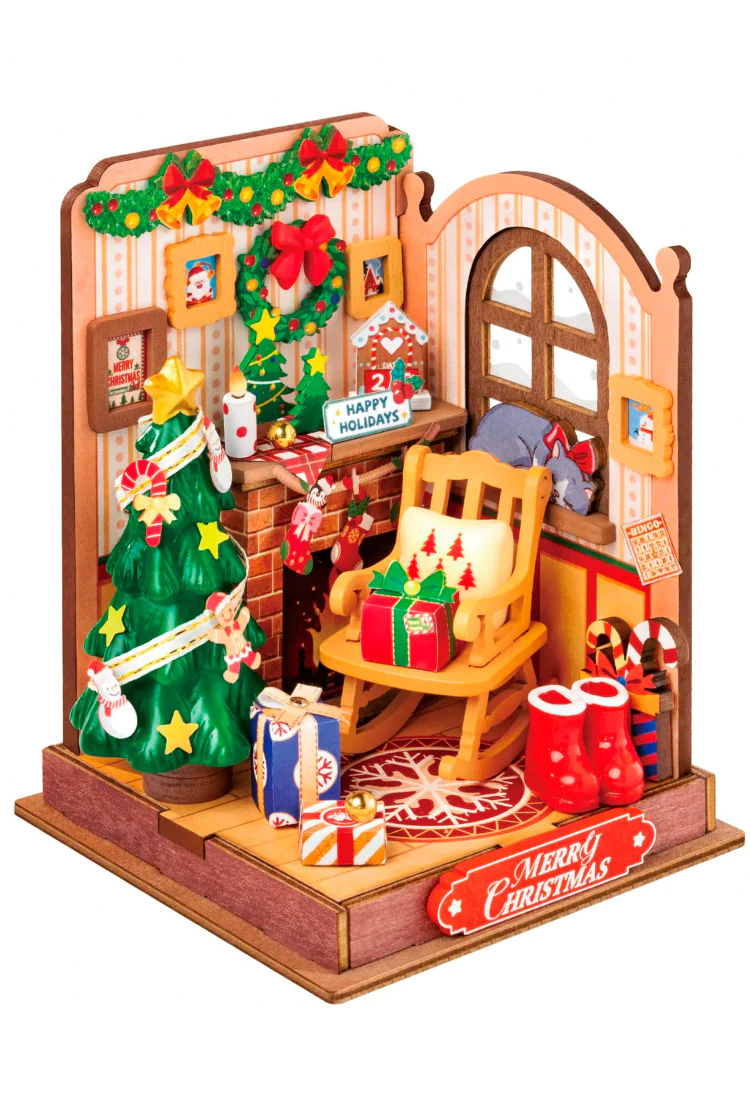 Деревянный конструктор Рождественский камин Robotime Christmas Fireplace