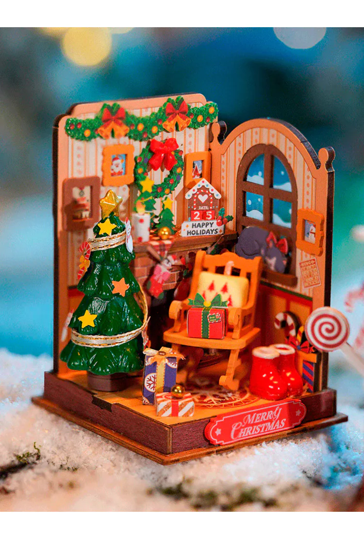 Деревянный конструктор Рождественский камин Robotime Christmas Fireplace
