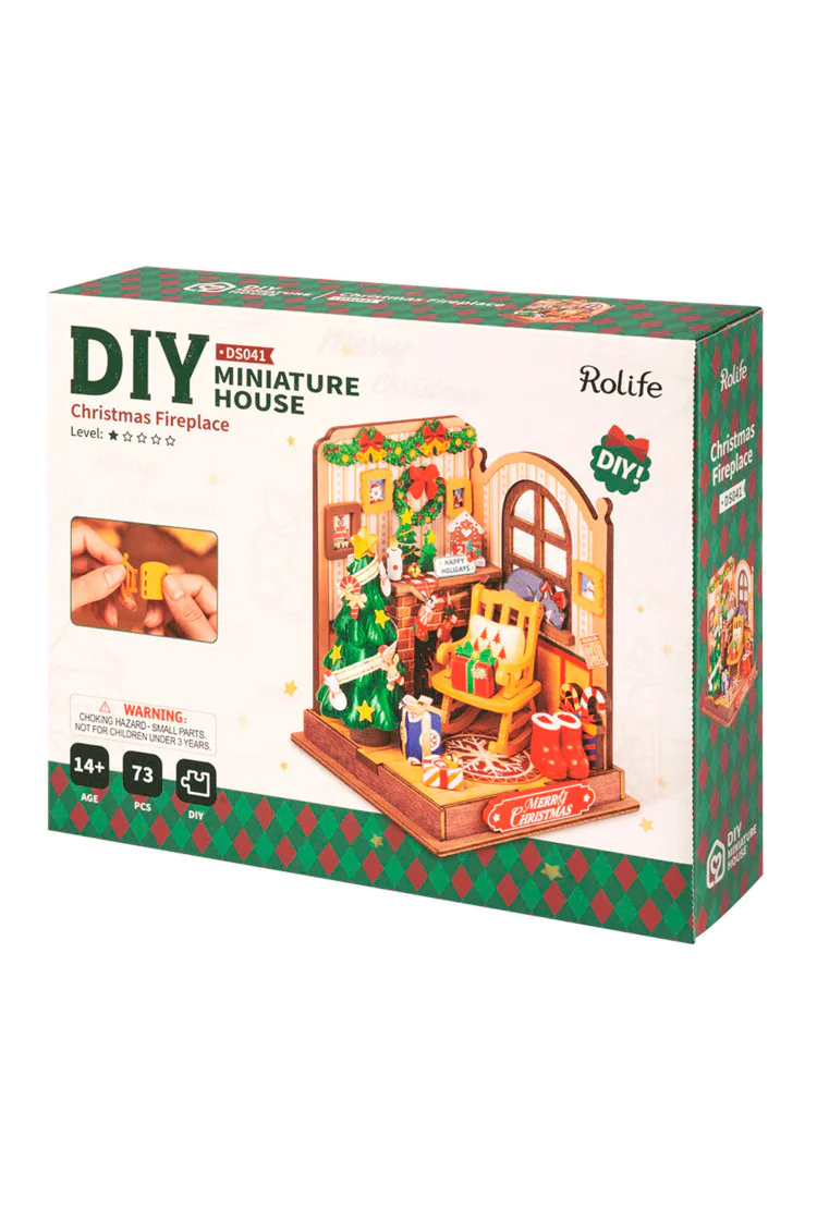 Деревянный конструктор Рождественский камин Robotime Christmas Fireplace