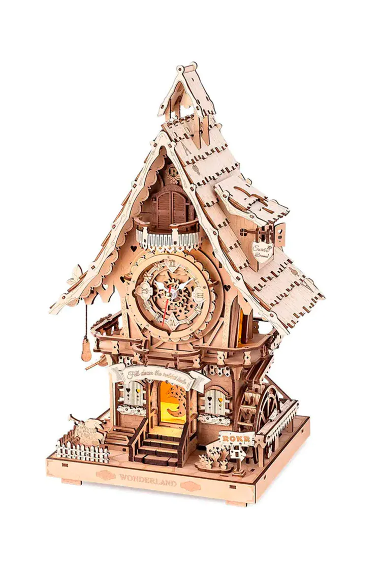 Деревянный механический конструктор Часы с кукушкой (цвет дерева) Robotime Cuckoo Clock (wood colour)