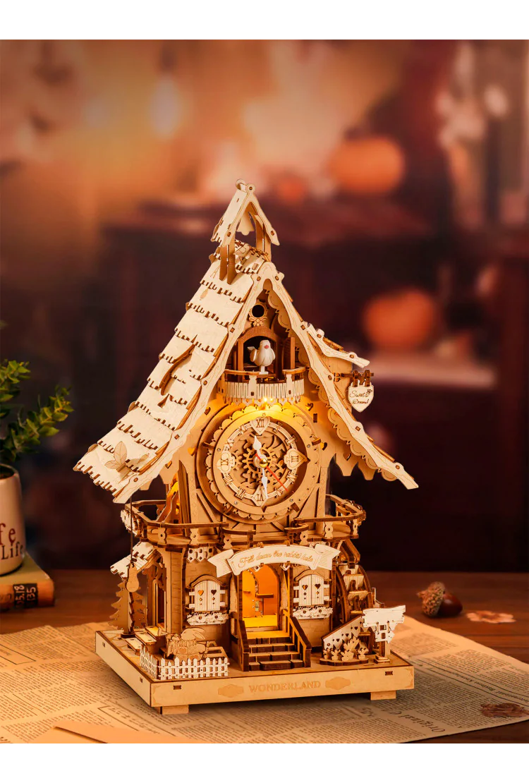 Деревянный механический конструктор Часы с кукушкой (цвет дерева) Robotime Cuckoo Clock (wood colour)