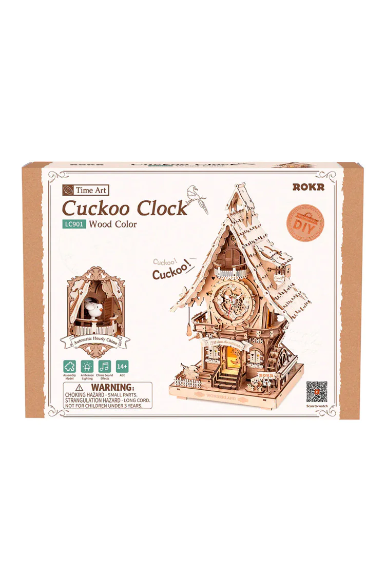 Деревянный механический конструктор Часы с кукушкой (цвет дерева) Robotime Cuckoo Clock (wood colour)