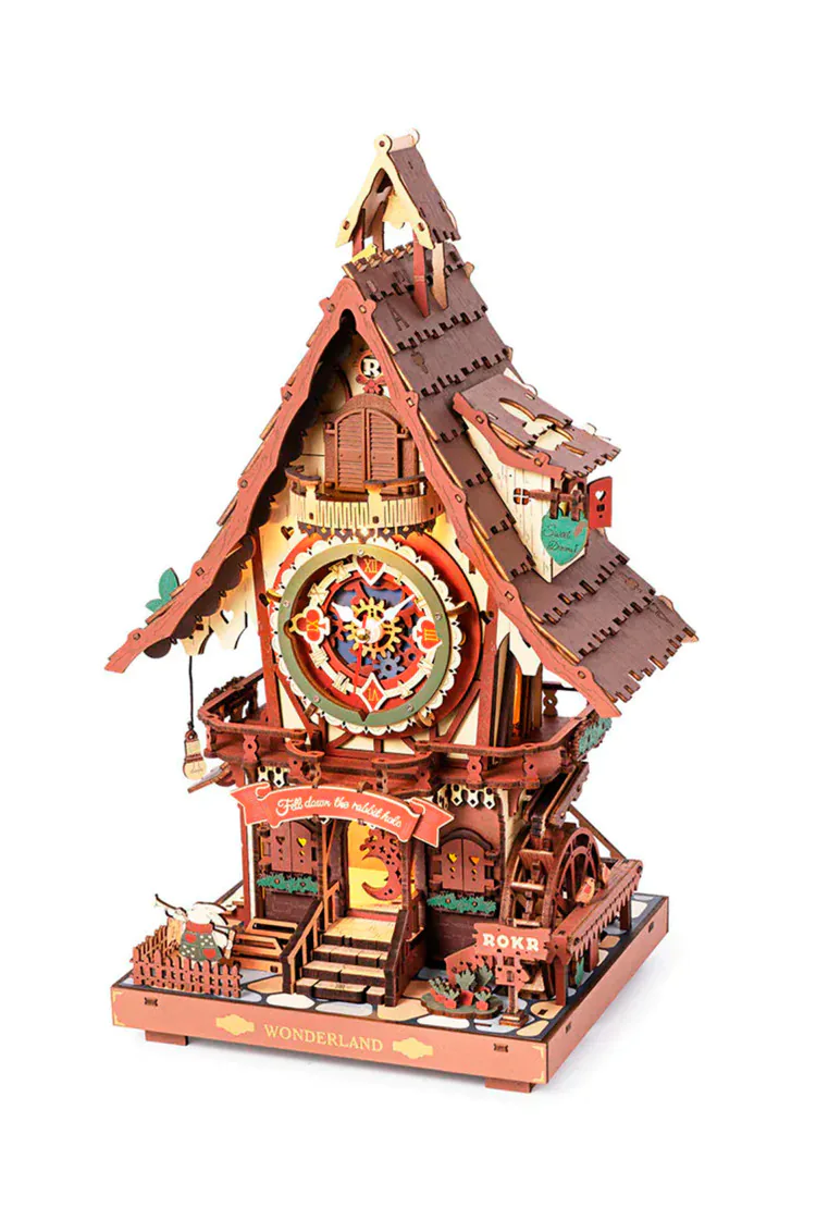 Деревянный механический конструктор Часы с кукушкой Robotime Cuckoo Clock