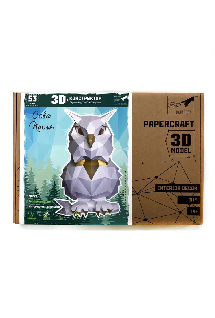 3D-конструктор Paperraz "Сова Пухля" (белая)